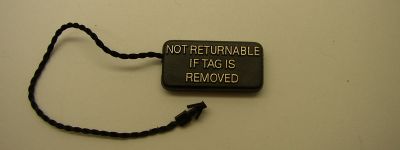 Jewelry Plastic Not Returnable Tag